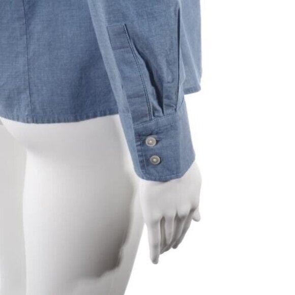 Talbots Womens Shirt Size 6 Petite Button Up Ruffled Front Roll Tab Fitted - Picture 8 of 10